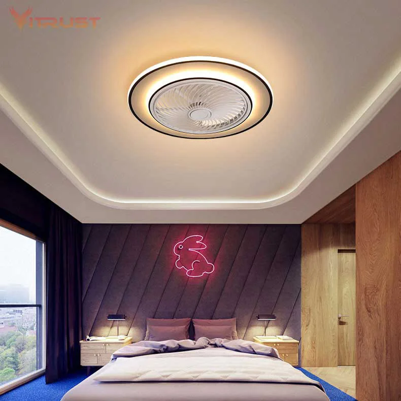 

LED Acrylic Ceiling Fan Lighting Kids Bedroom Light Modern Dimmable Flush Mounted Ceiling Lamp with Intelligent Remote Control