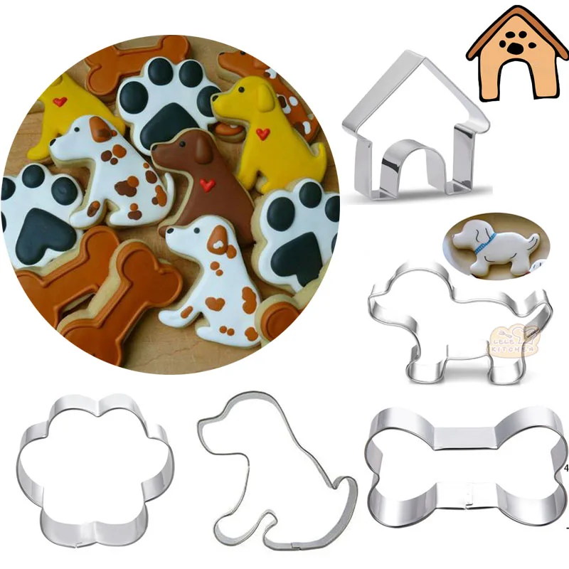 

Cute dog house bone paw metal Cookie Cutter Cookware Biscuit Mold Fondant Cake Tools Baking Mold DIY