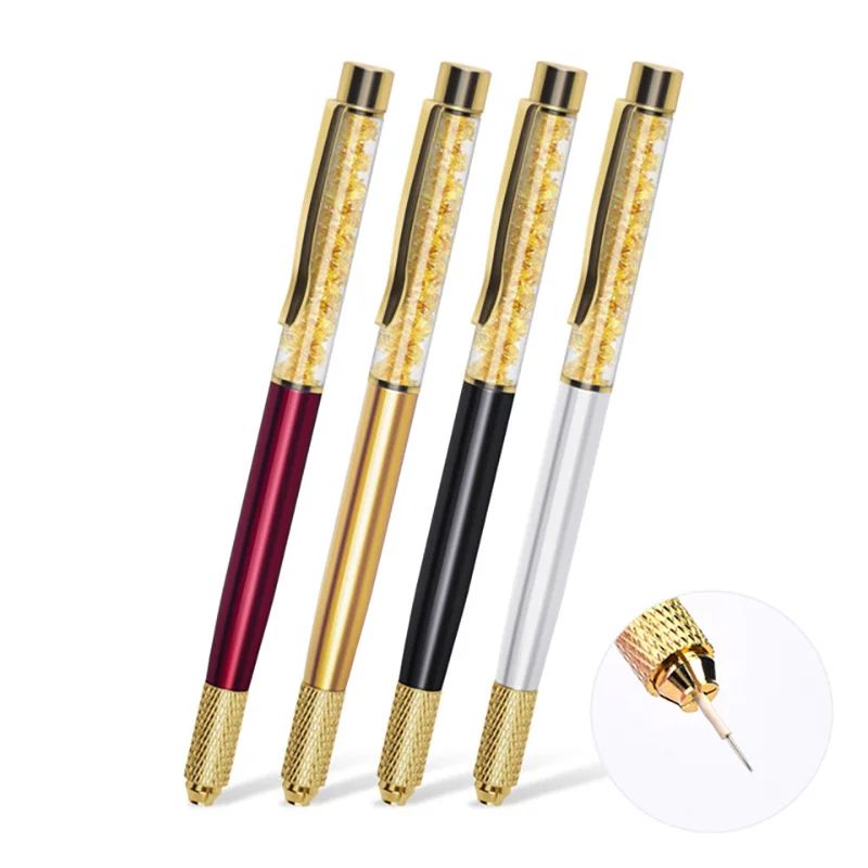 

High-quality Gold Foil Microblading Pens Permanent Makeup Eyebrows Manual Microblades Holder For 3D Eyebrow Embroidery 20Pcs/Bag