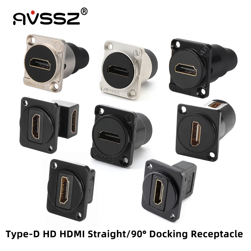 Avssz Type D Hdmi 2.0 Socket Adapter 4K Hd Rechte 90 ° Haakse Vrouwelijke Docking Converter Seat Chassis audio Video Connector