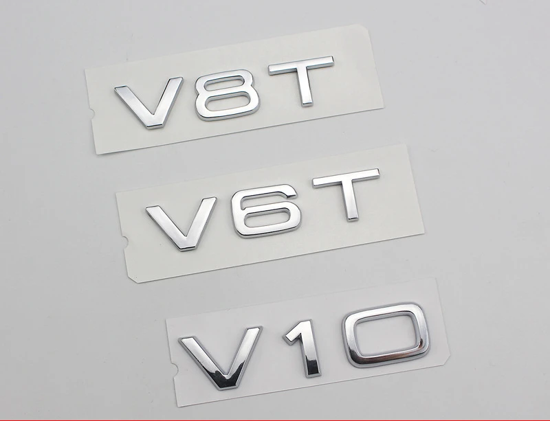 

1 Pcs 3D ABS V6T V8T V10 W12 Emblem Fender Side Rear Trunk Badge Car Stickers for Audi TT RS7 SQ5 A8L Car Styling