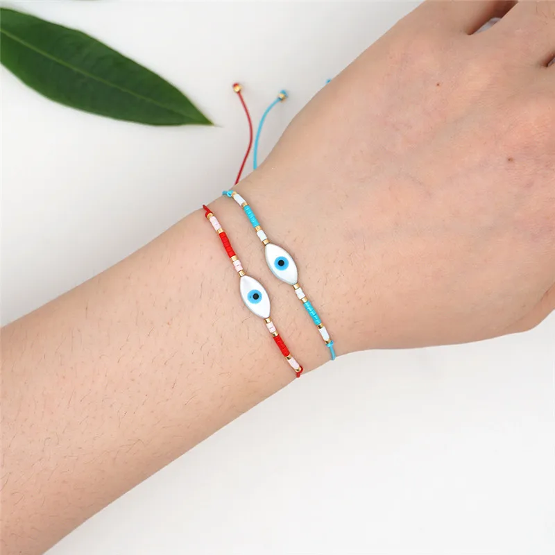 Bohemian Glass Miyuki Beads Lucky Evil Eye Bracelet Handmade Braided Rope Lucky Bracelet For Women Girls Kids Talisman