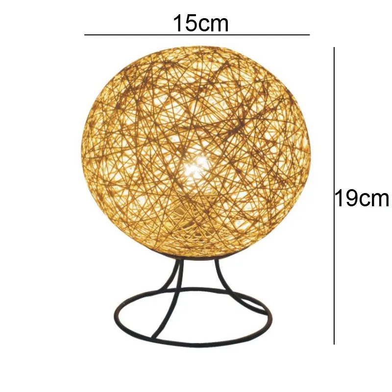 Imagem -06 - Luminária de Mesa em Rattan com Luzes Led Lâmpada de Mesa Decorativa de Vime Moderno para Quarto Lua e Noite