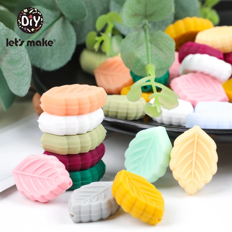 Let'S Make 30Pcs Small Leaves Silicone Baby Teether Oral Nursing Product Baby Silicone Teether Random Color