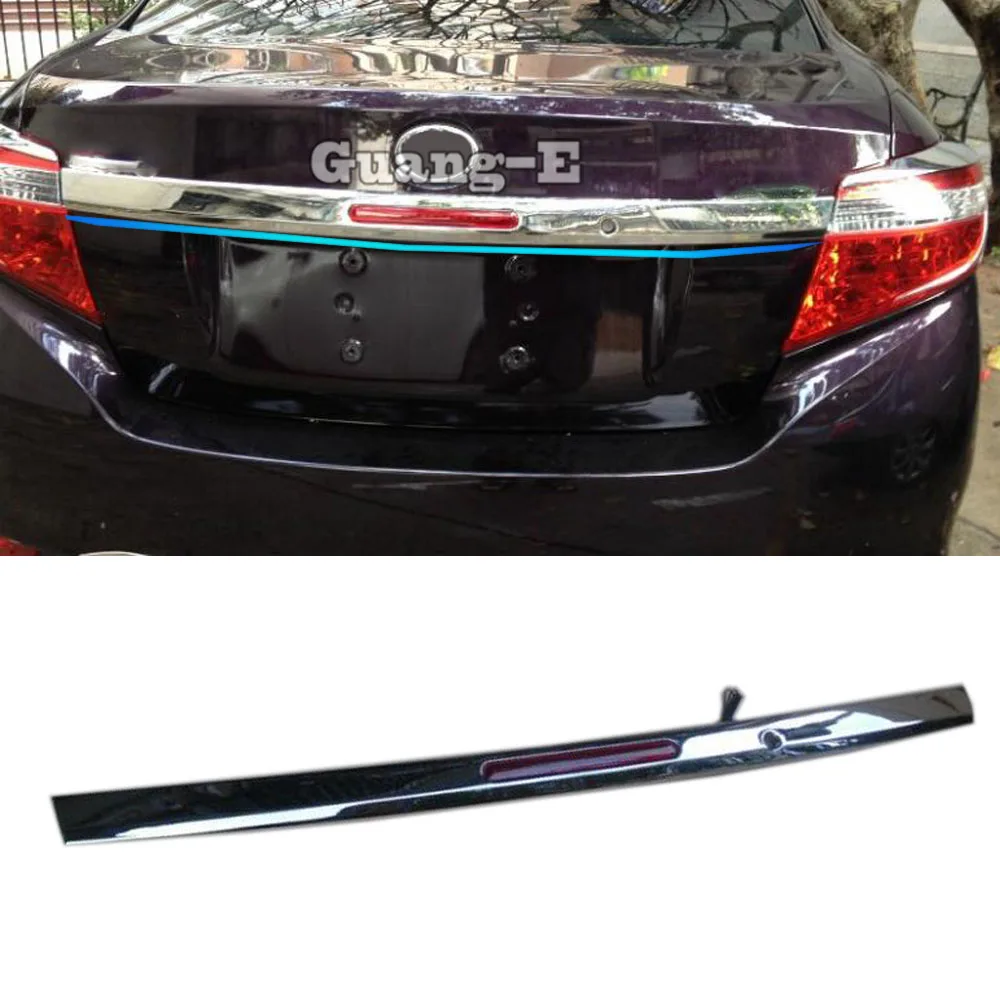 

Car Panel ABS Plastic Rear Door Trunk Tailgate Frame Plate Trim Lamp 1pcs(With Light) For Toyota Vios/Yaris/Sedan 2014 2015 2016