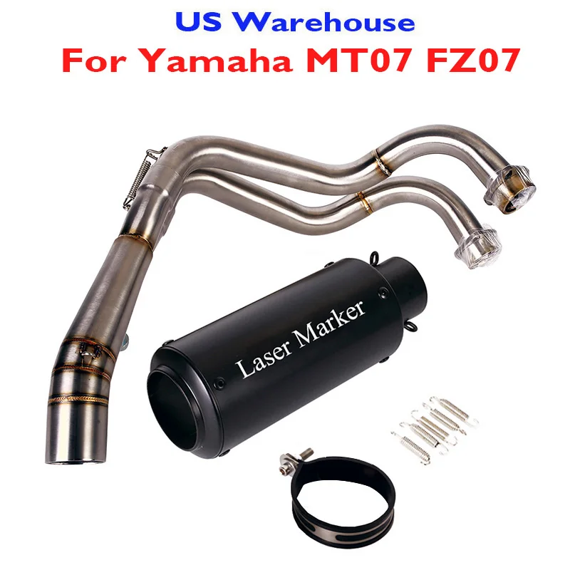 

Motorcycle Exhaust Tip Muffler Silencer with Removable DB Killer Header Link Tube for Yamaha MT07 FZ07 Slip on