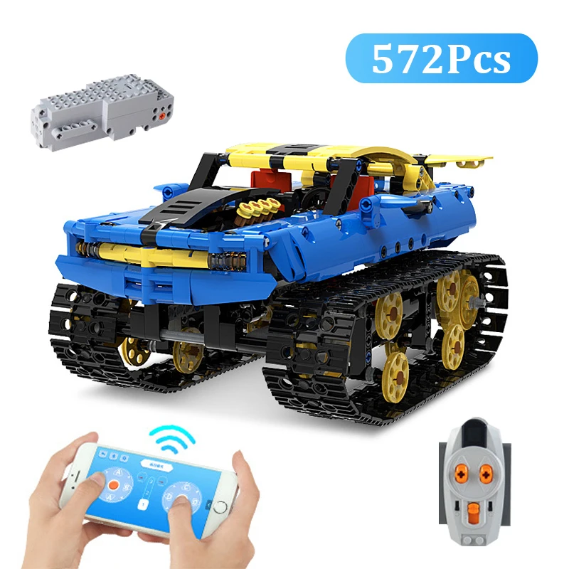 

Technical 572Pcs Remote Control High Speed Track Vehicle Model Building Blocks City Racing Car Bricks Toys Children Adult Gifts