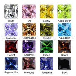 Cubic Zirconia Stone Multicolor Square Shape Princess Cut Loose CZ Stones Synthetic Gems Beads For Jewelry 2x2~14x14mm AAAAA