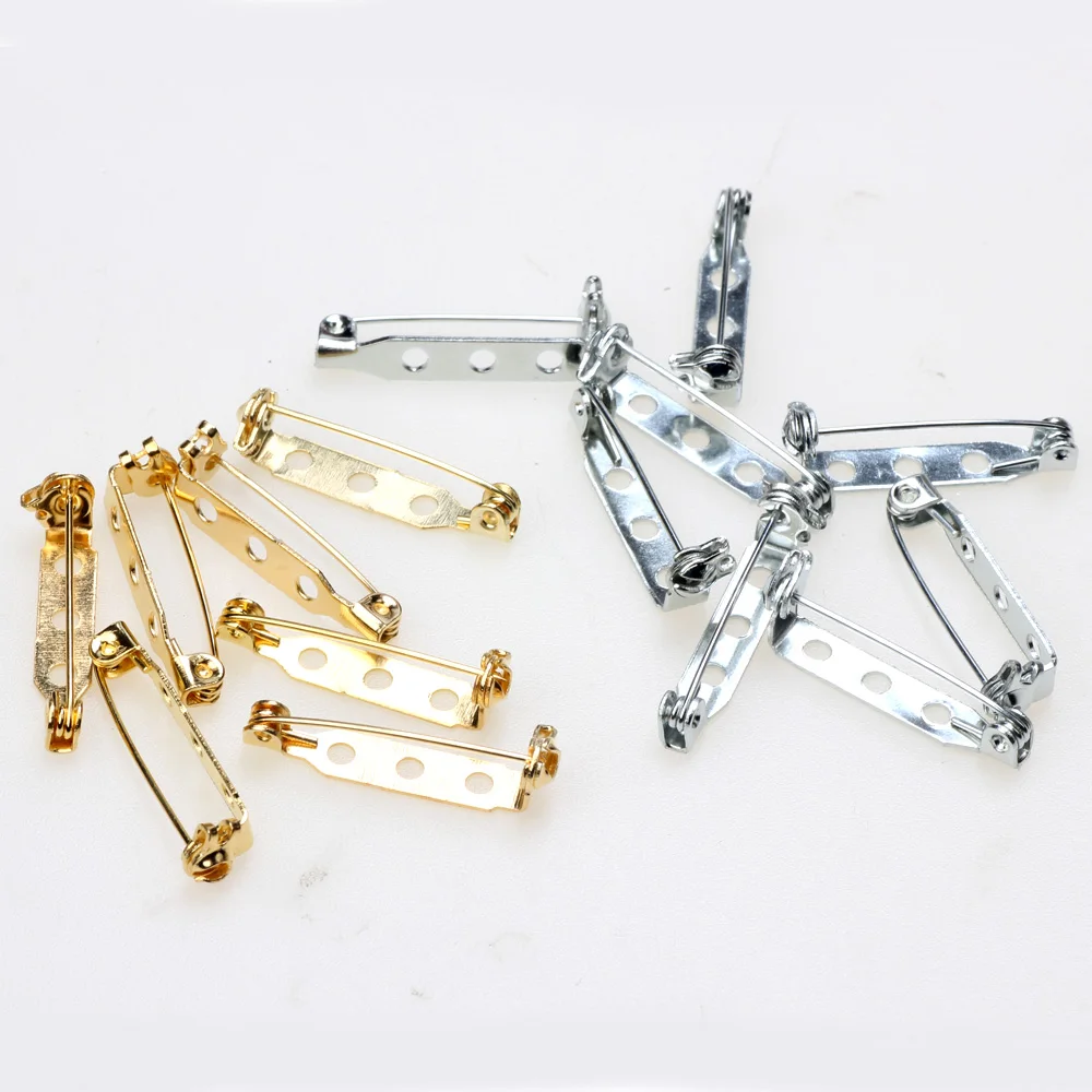 OlingArt 12pcs Light KC Gold Brooch Rhodium Base Safety Catch Bar Pins Needies Findings Accessories For Jewelry Making DIY New