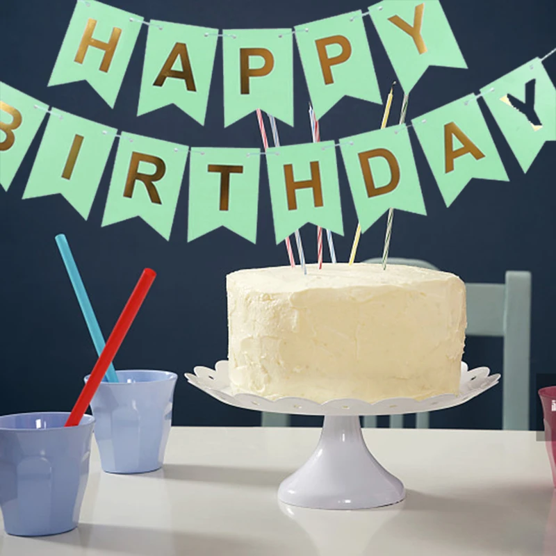 NEUE Alles Gute zum Geburtstag Banner Bunting Flagge Party Dekoration Kinder Dekor Kinder Ornament Baby Bunte Mädchen Junge Parti Liefert – Detail 4