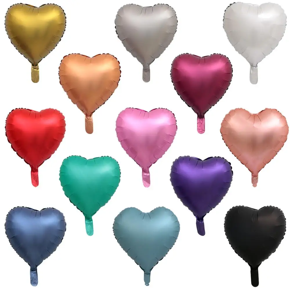 50pcs 18 inch Heart Star Round Matte Metal Foil Balloons Chrome Helium Balloon Wedding Party Decor Supplies Valentines Day Gifts