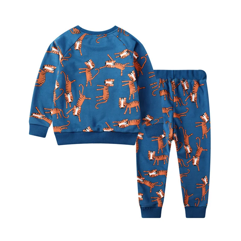   Jumping Meters 2-8T Baby Boys Clothing Sets Autumn Winter Cartoon Tiger Cotton Boys Girls Outfit Long Sleeve Shirt Pant