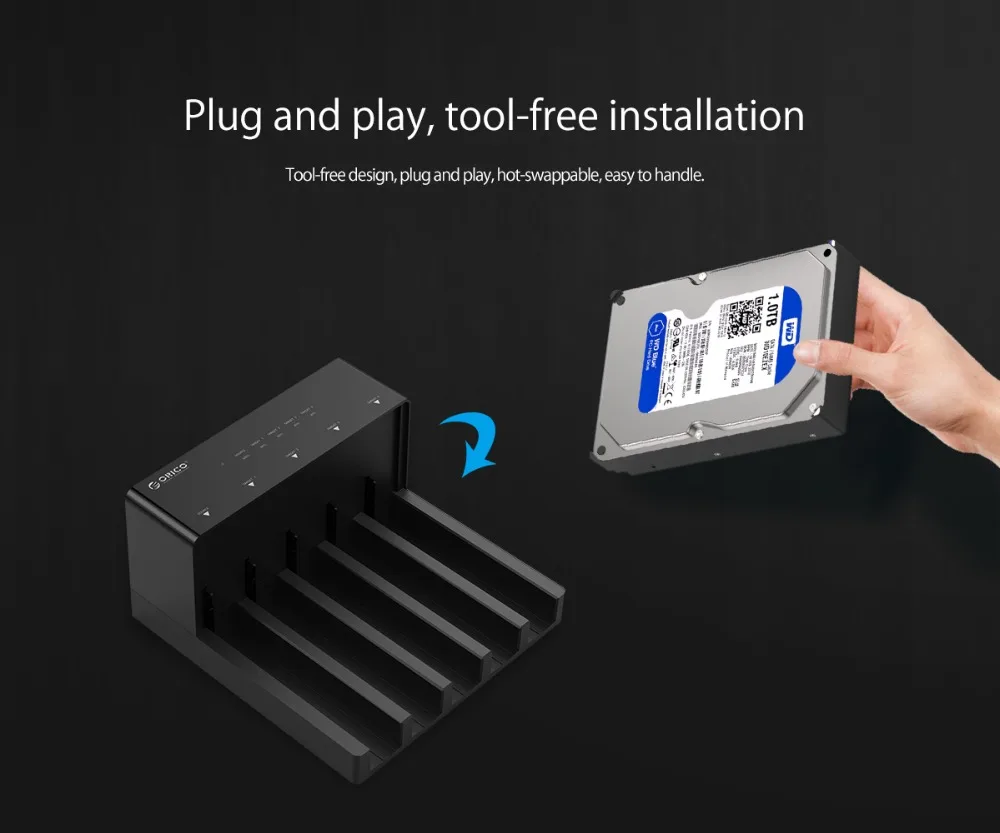 Imagem -04 - Orico-gabinete de Disco Rígido com Clone Offline Docking Station Case Hdd Plug And Play Bay Usb 3.0 para Sata 25 a 35