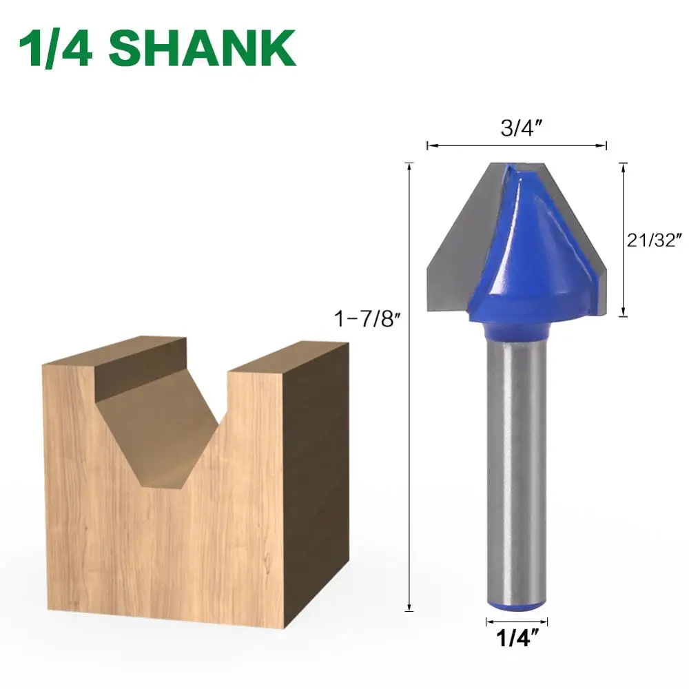 1Pc 60 Degree  1/4″ Shank 6MM SHANK  Woodworking Tenon Milling Cutter Tool Drilling Milling For Wood Carbide Alloy