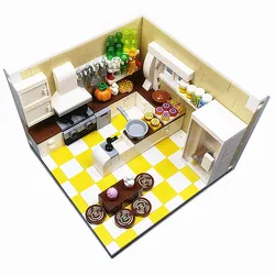 Bloques de construcción de muebles de ciudad para niños y niñas, juguetes MOC, regalo de Navidad, cocina, habitación, Compatible, ladrillos creativos clásicos, 6 años