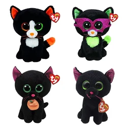 15 CM Ty Beanie Big Eyes Kawaii Soft Black Cat Plush Toys Stuffed Kitten Series Doll Collection Festival Gift for Boys and Girls