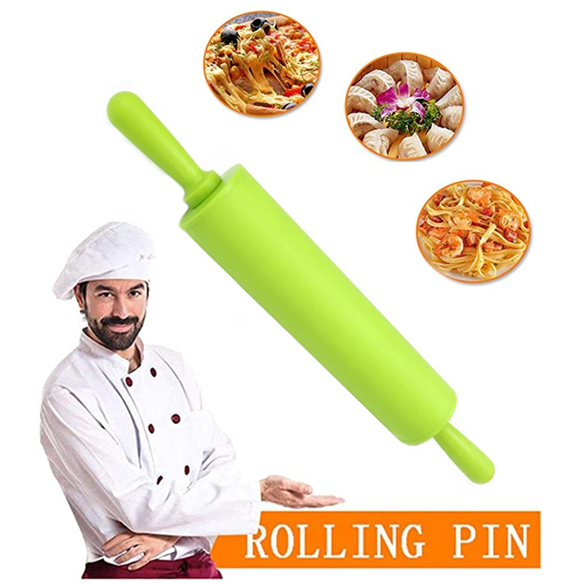 Non-stick Silicone Rolling Pin Fondant Dough Roller 2 Sizes Rolling Pin Colorful Pastry Tool Kitchen Gadgets 35