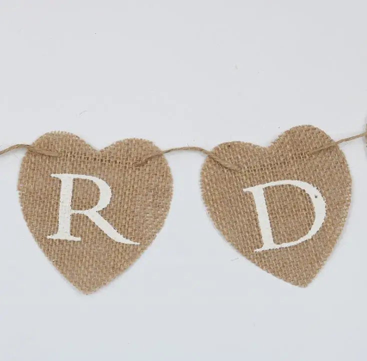 Burlap Banner Vintage Rustic wedding Decoration Theme sign CARDS shabby chic country style hessian Party bunting banner SN1209