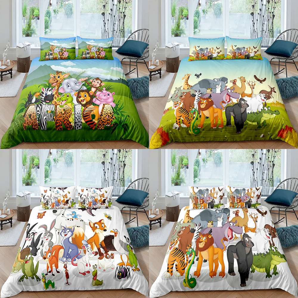 

Home Textiles Luxury 3D Animals Print Duvet Cover Set 2/3 Pcs Pillowcase Kid Bedding Set AU/EU/UK/US Queen and King Size