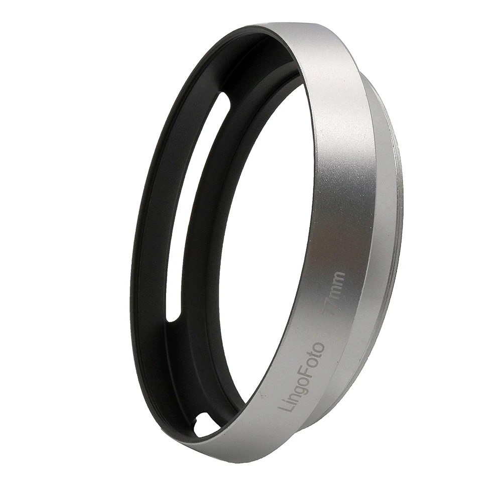 Vented Standaard Lens Hood Metalen Schroef-In Universele Zilveren 52/55/58/62/67/72/77/82Mm Camera Fotografie Accessoire