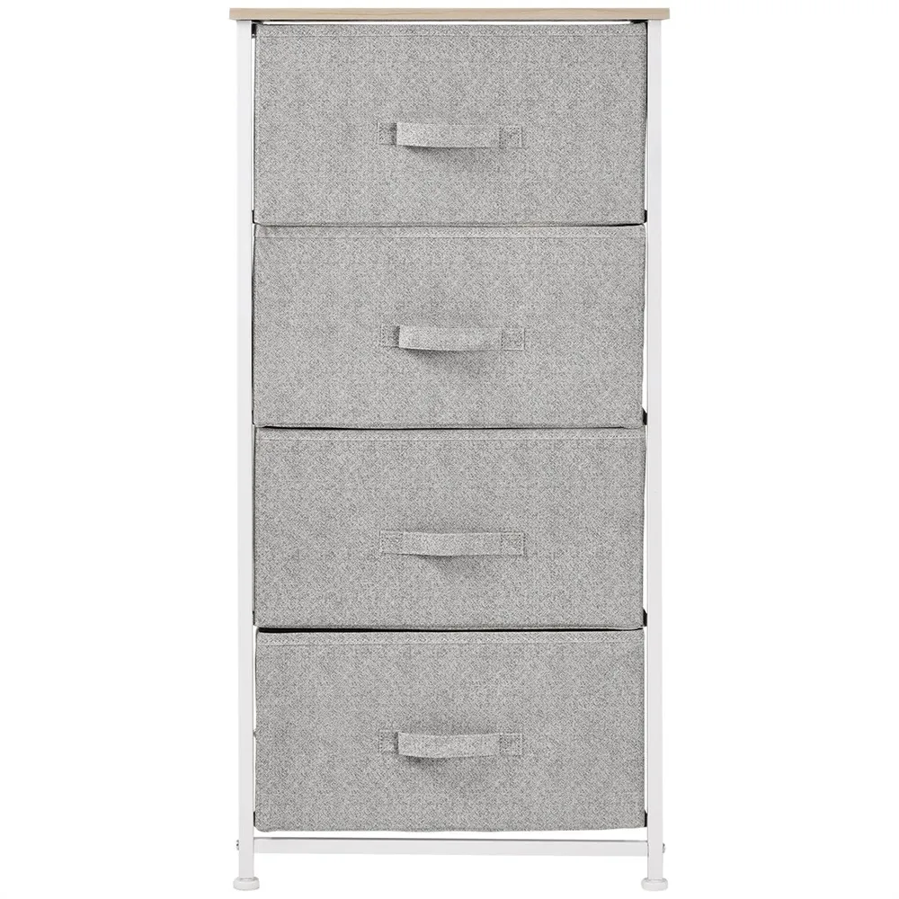 HOMCOM 4-drawer organizer fabric bedside table for bedroom living room cabinet with drawers 45x30x92cm