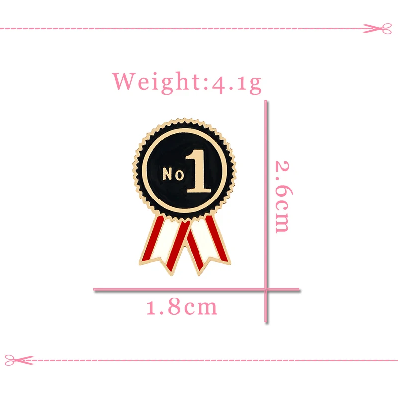Creative No.1 Badge Winner Symbol Brooch Denim Cloth Lapel Pins Custom Metal Enamel Pin Fashion Jewelry Gift for Student Friends