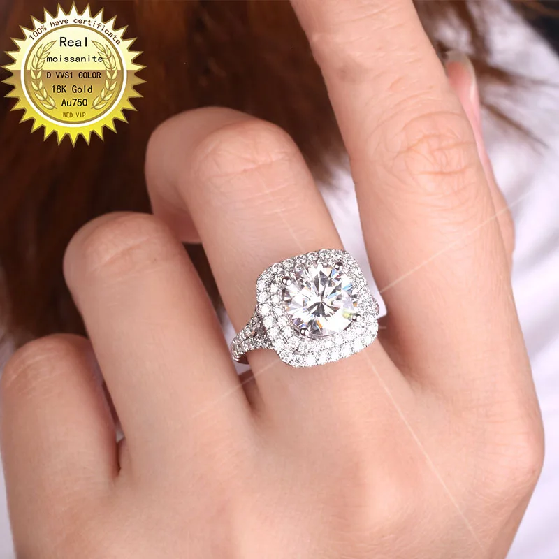 

100%18K goldr ring 3ct D VVS moissanite ring Engagement&Wedding Jewellery with certificate 0005