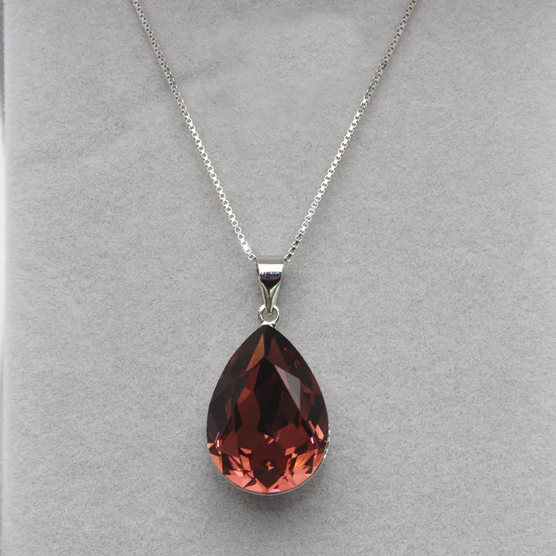 2021 Trendy New Pear Crystal Stone Pendants Necklace For Fashion Women Mother\'s Birthday Day Hiqh Quality Jewelry