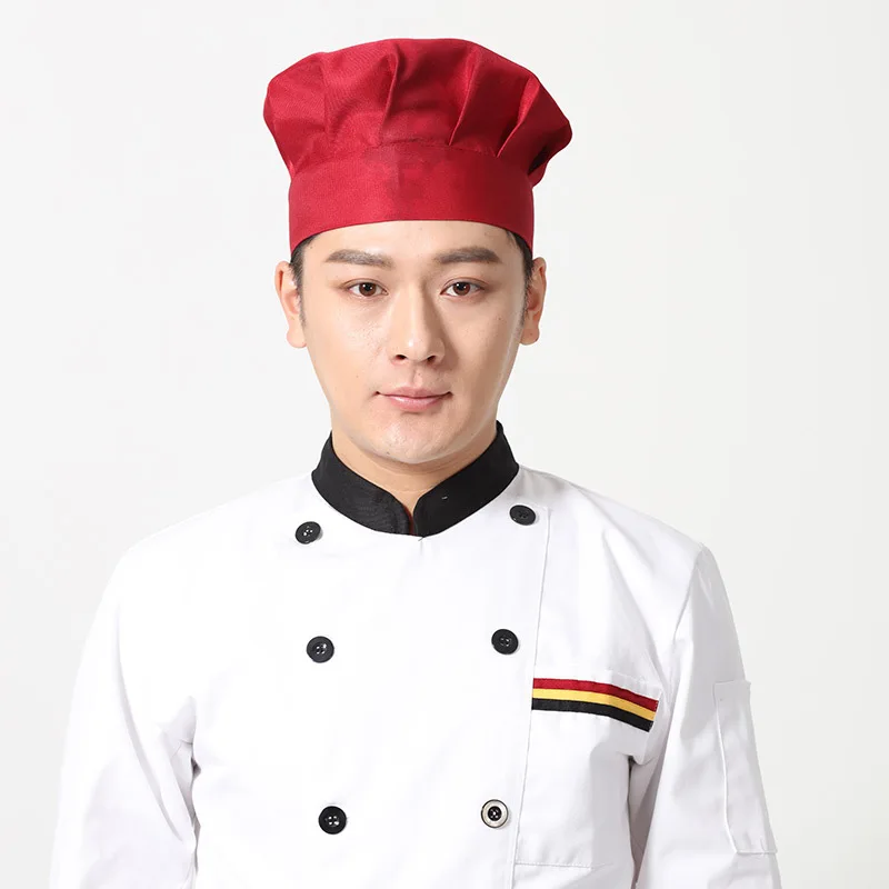 Unisex Professional Chefs Top Skull Cap For Women Men Restaurant Kitchen Catering Cooking Hat Work Uniform Elastic Kitchen