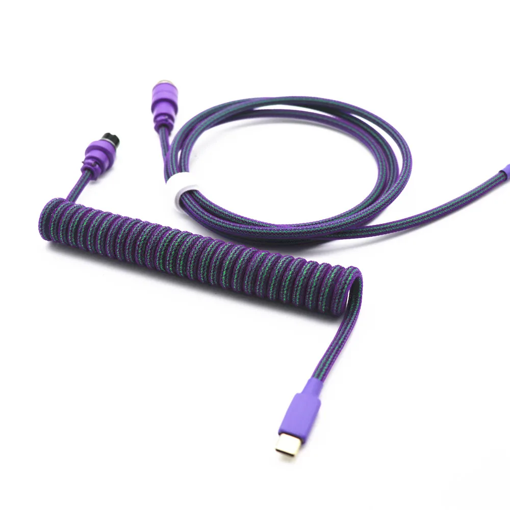 Z Custom Thicker Spiral OD 25MM Coil Keyboard USB Type C Coiled Cable Z Double Sleeved Mini Micro Colorful GX16 Aviator Cable