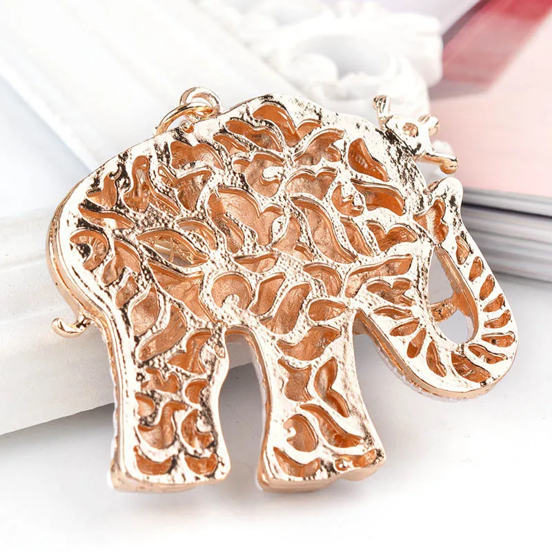 White elephant shape car alloy key chain creative lady small gift practical bag pendant pendant hot sale