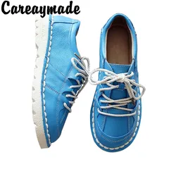 Careaymade-scarpe singole letterarie e artistiche retrò, scarpe basse con testa tonda in vera pelle, scarpe da donna con suola Super morbida per il tempo libero