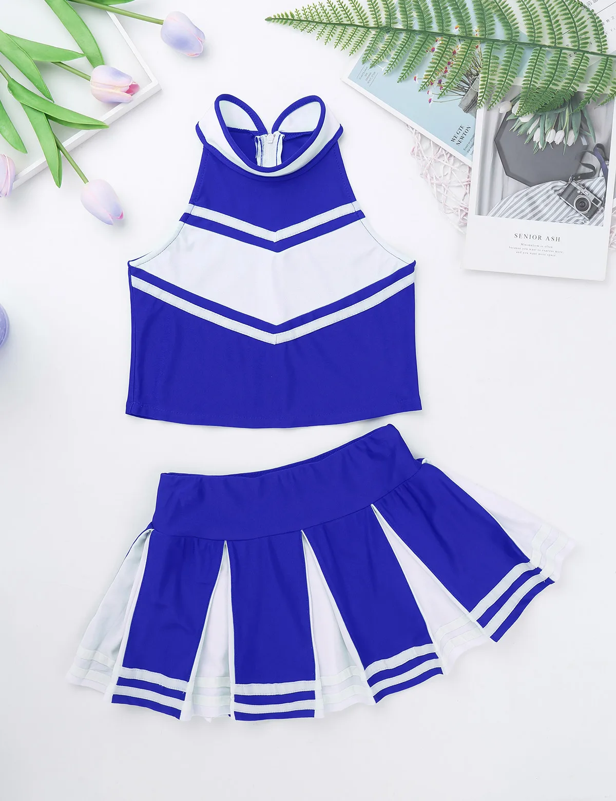 Kids Girls Cheerleading Costumes Outfit Sleeveless Tops With Pleated Skirt Set For School Stage Performance Cosplay Party