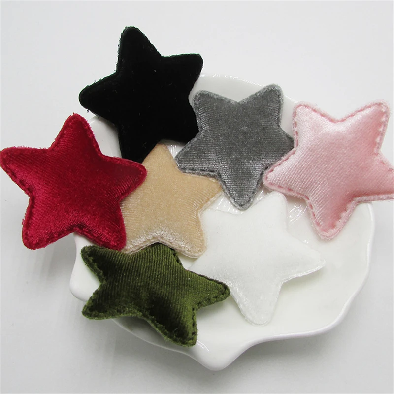 10-80Pcs Flannelette Stars Padded Patches Appliqued DIY Craft Supplies Kids Hair Pin Accessories Material Embossing Ornaments