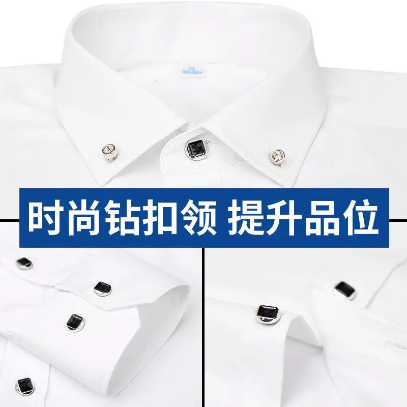 Männer Kleid Shirt Langarm Hohe Qualität Nicht-bügeln Neue Feste Männliche Kleidung Fit Business Herren Shirts Weiß Blau navy Schwarz Rot