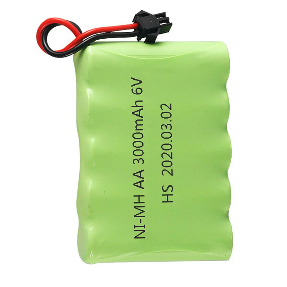 Batterie AA NIlaissée 6V 3000mAh avec câble de chargeur, pour voiture jouet RC, bateau, réservoir, robot, camion, odor, pièces, installations de sécurité