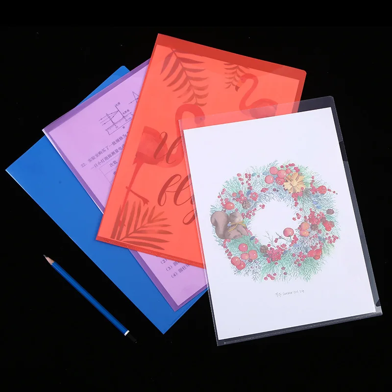 Carpeta en forma de L A4, carpeta de Clip de papel para estudiantes, carpeta de presentación de PP con logotipo personalizado, organizadores de