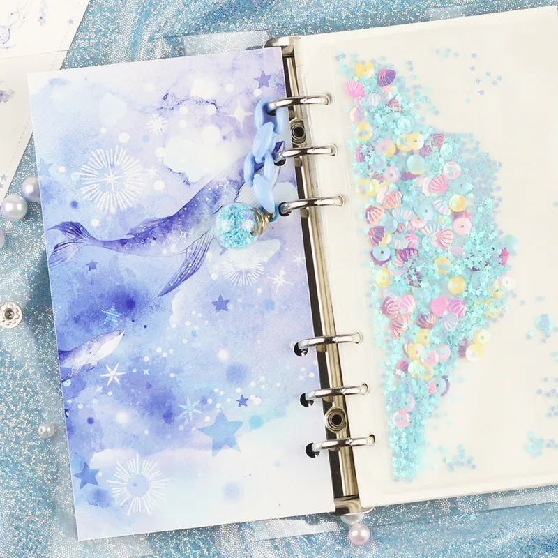 A6 Spiral Notebook Kawaii Ocean Planner Notebook Cherry Bullet Diary Notebook Planner Organizer Square Binder Small Clear Diary