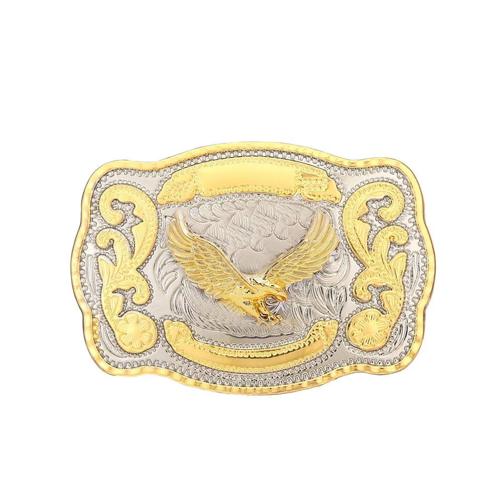 

Biger gold silver rectangletexas flying eagle buckle for man western cowboy buckle without belt custom alloy width 4cm