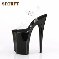 SDTRFT Unisex Stiletto damskie przezroczyste sandały platformowe buty kobieta 23cm Super buty na cienkich wysokich obcasach zapatos mujer czółenka z wystającym palcem