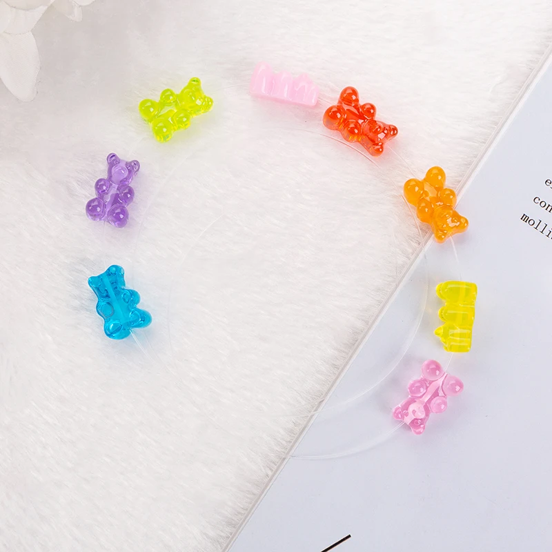 32pcs 16*10MM Bear Beads Charms with Hole Resin Cabochons Necklace Bracelet  Keychain Pendant  DIY Making Accessories