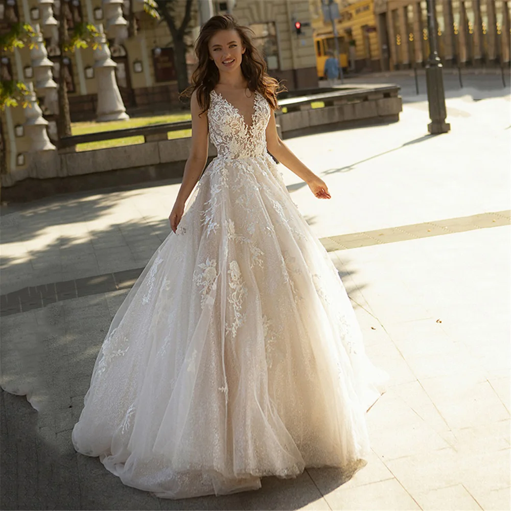 Warwjurk – robe de mariée en dentelle, tenue princesse Vintage, Champagne, Tulle, paillettes, turquie, 2021