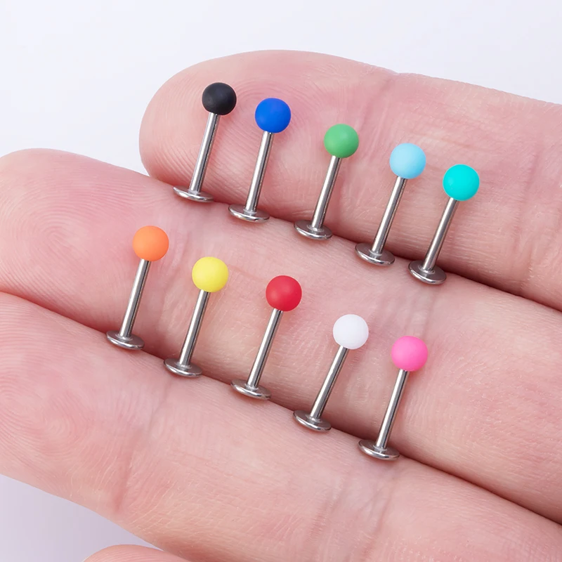 2-10pcs Colorful Lip Ring Stud Piercing Labret Monroe Bar Ear Cartilage Tragus Earring Helix Daith for Women Body Jewelry 16G