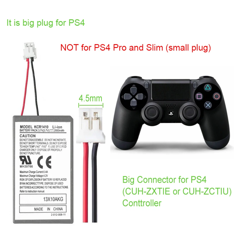 2000mAh Rechargeable Battery for Sony PS4 Gamepad Wireless Controller joystick Batteries First Generation CUH-ZCT1E CUH-ZCT1U