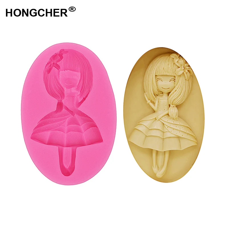 Ballerina girl princess dress cake silicone mould DIY handmade chocolate fudge mold kitchen baking cooking tool epoxy clay molds