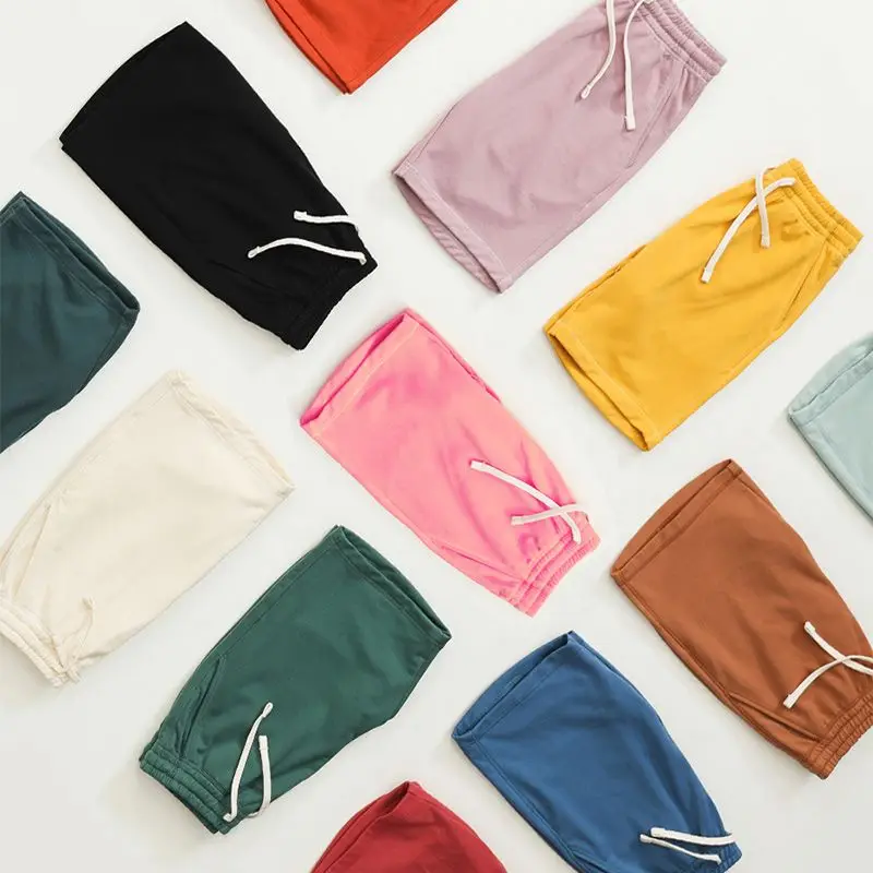 Summer Solid Color Drawstring Cotton Shorts Men Casual Jogger Sweathshorts Plus Size Workout Gym High Quality Thicken Shorts