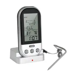 Wireless Meat Thermometer - Digital Kitchen Thermometer With Stainless Probe  With 20-30m Long Range Alarm Notification For Ov