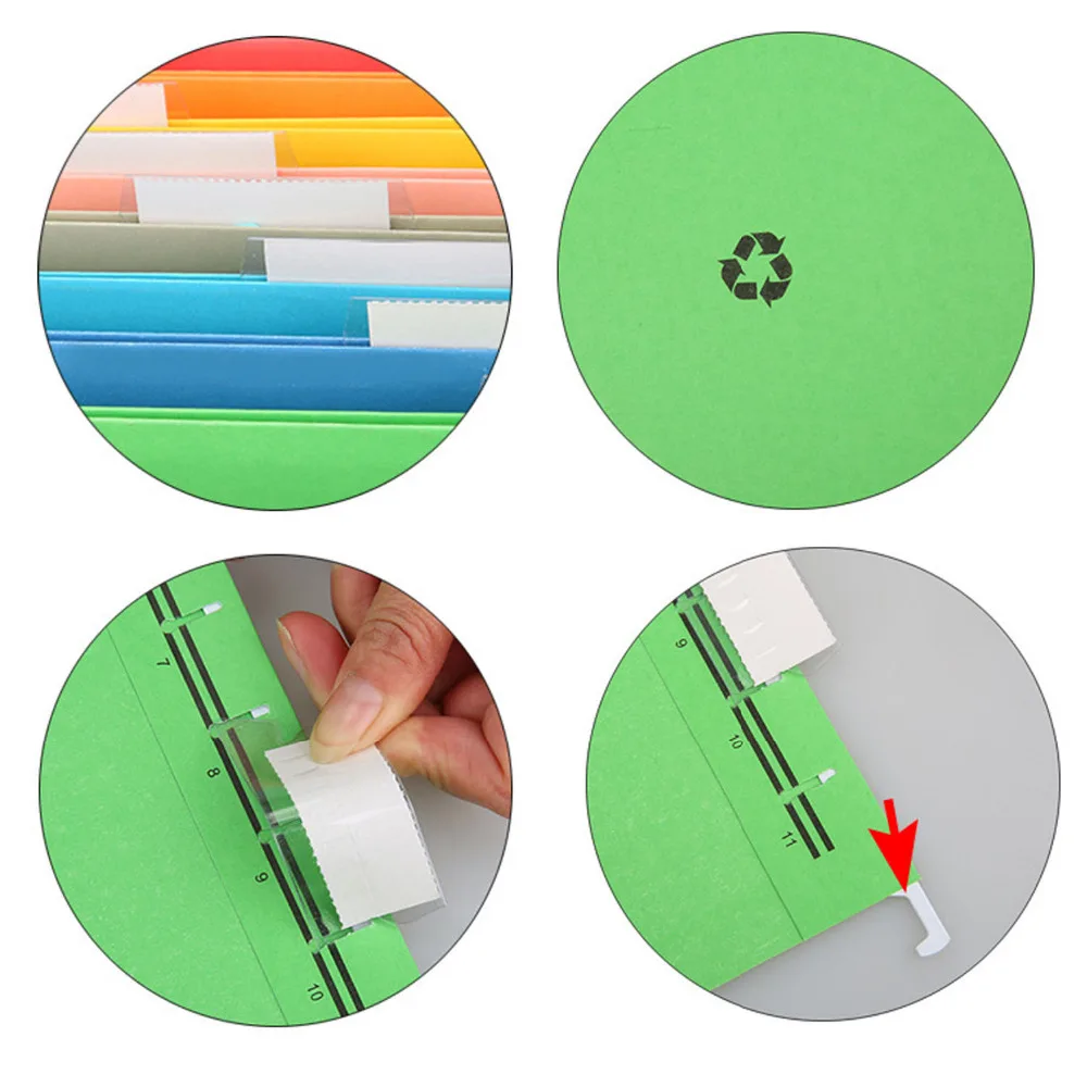 10PCS A4 Size Expanding Hanging File Folders with Tab for Hotels Libraries Offices Study Rooms Mix Color