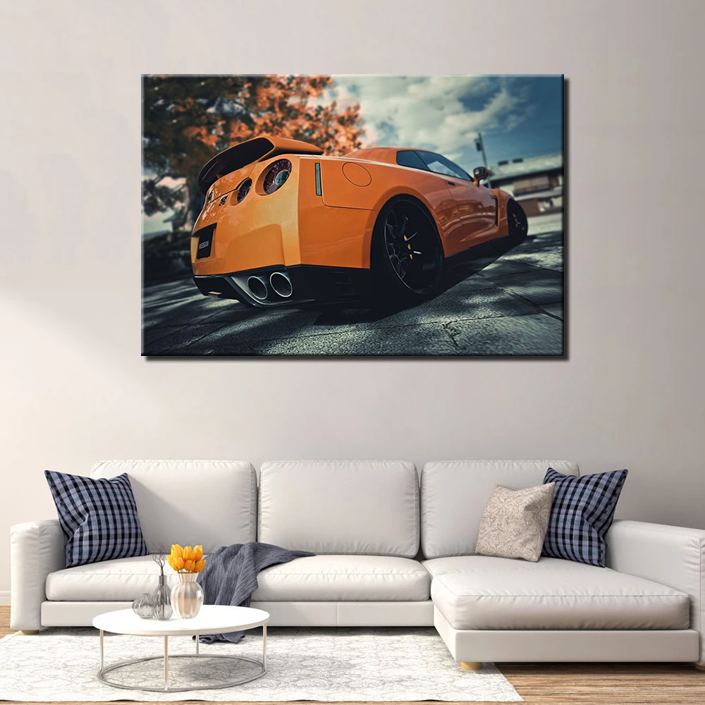 Nissan GTR DIY Frame Vehicle Poster and Prints Canvas Painting Decoration Wall Art Pictures For Living Room