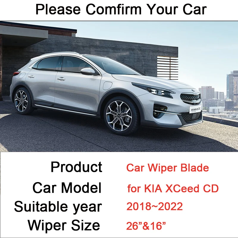 for KIA XCeed CD 2018 2019 2020 2021 2022 Frameless Durable Rubber Wiper Snow Scraping Front Windshield Brushes Car Accessories